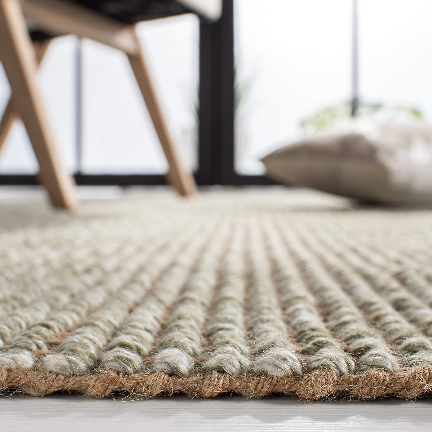 Natural Fiber NF826 Hand Woven Indoor Area Rug - Green/Natural - 5'x8' - Safavieh