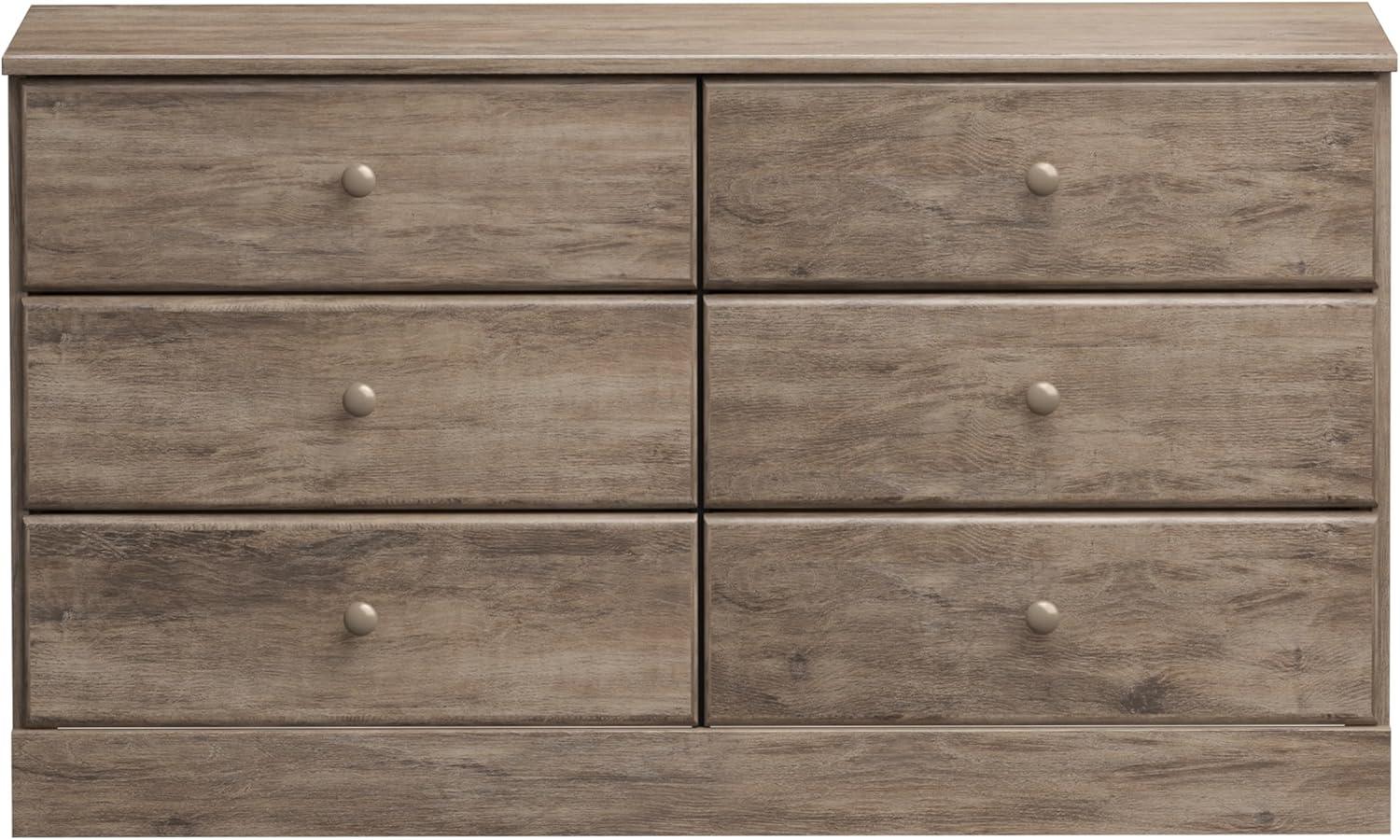 Prepac Astrid 6-Drawer Double Dresser, Drifted Gray