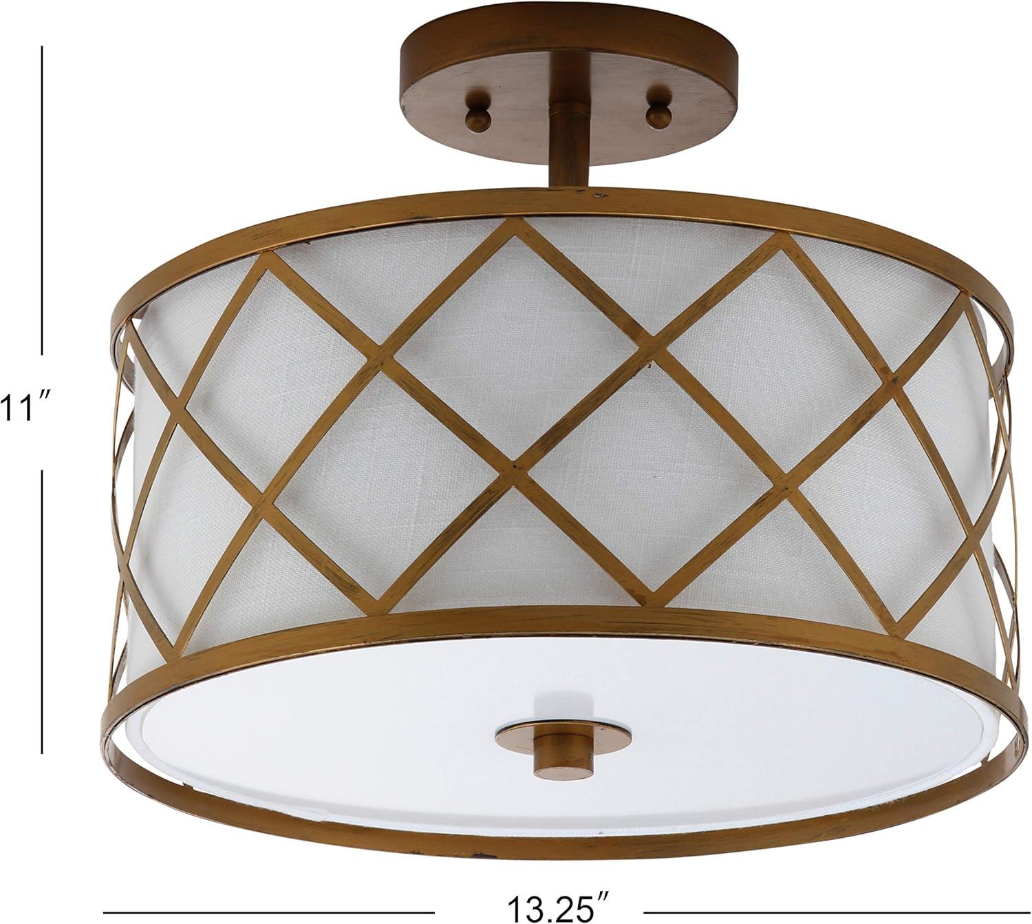 Elizabeth 13.25" Metal LED Flush Mount, Gold/White