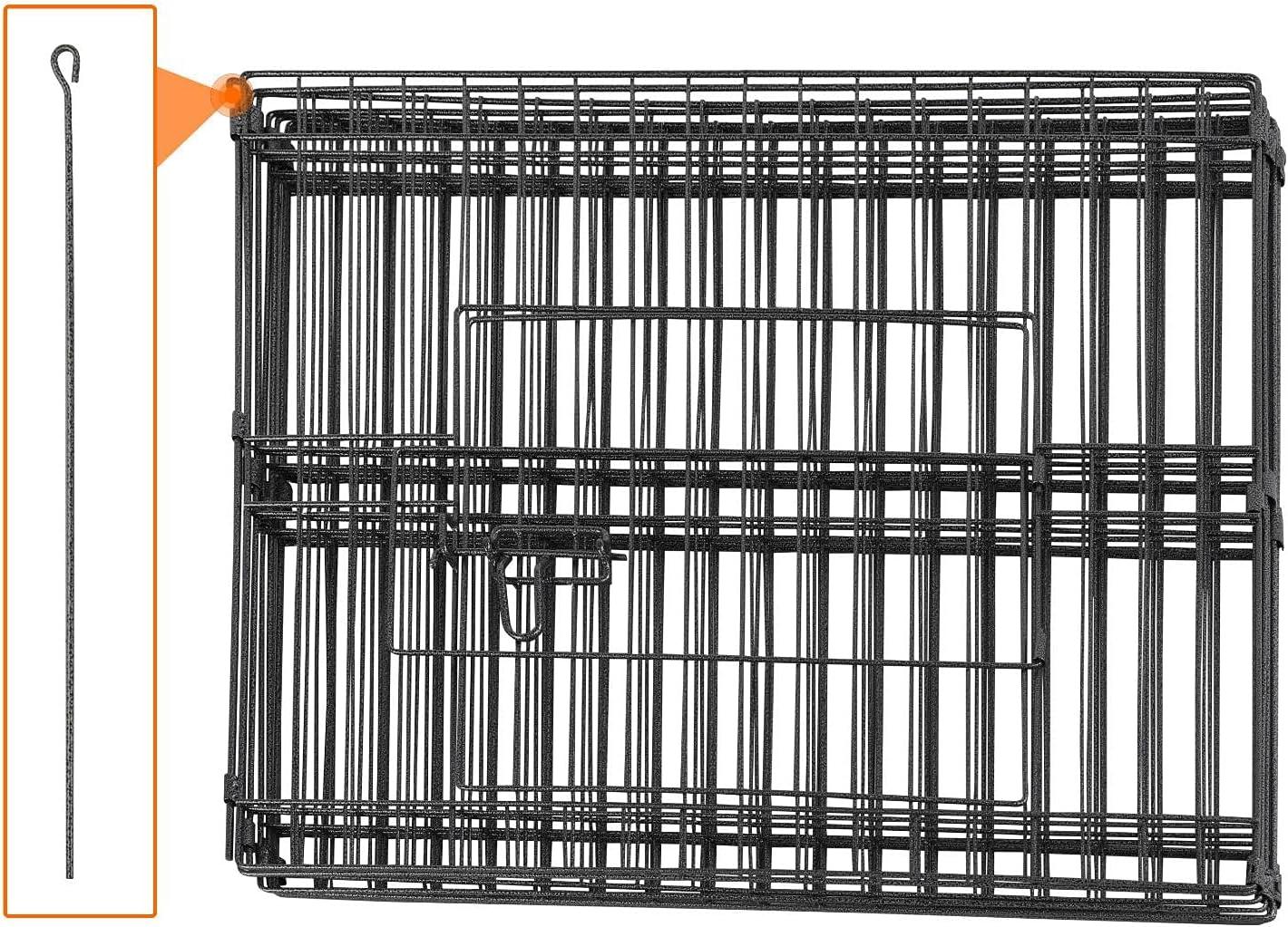 24 inch Black Metal Pet Playpen 16 Panel Foldable Playpen for Puppy - Outdoor & Indoor with Door - Metal Dog Exercise Pen Barrier Kennel Portable Puppy Fence