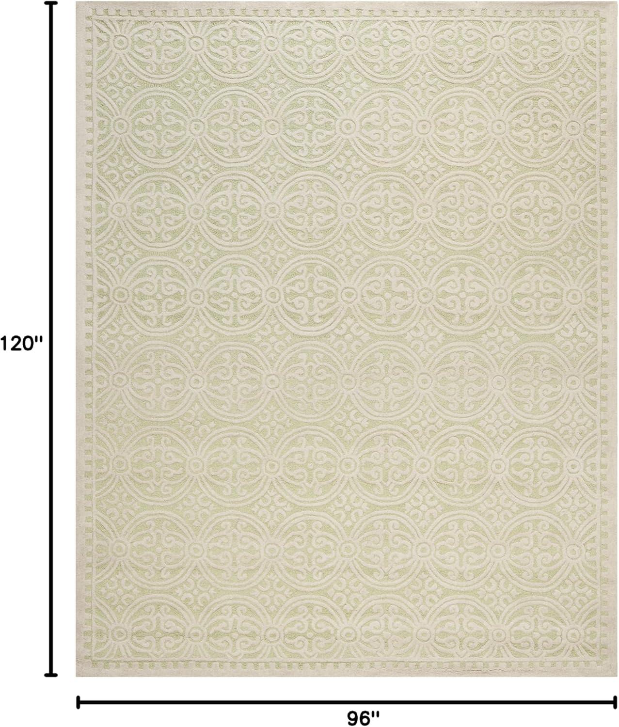 SAFAVIEH Cambridge Leslie Geometric Wool Area Rug, Light Green/Ivory, 8' x 10'