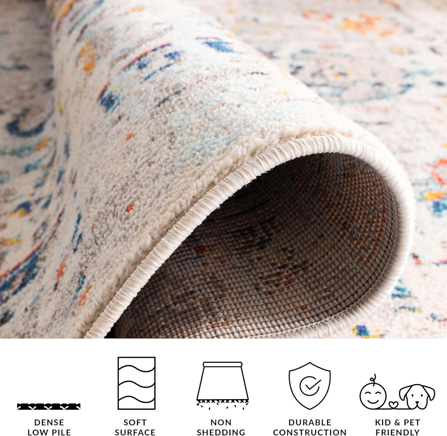 SAFAVIEH Madison Alys Vintage Traditional Area Rug, Cream/Blue, 12' x 18'