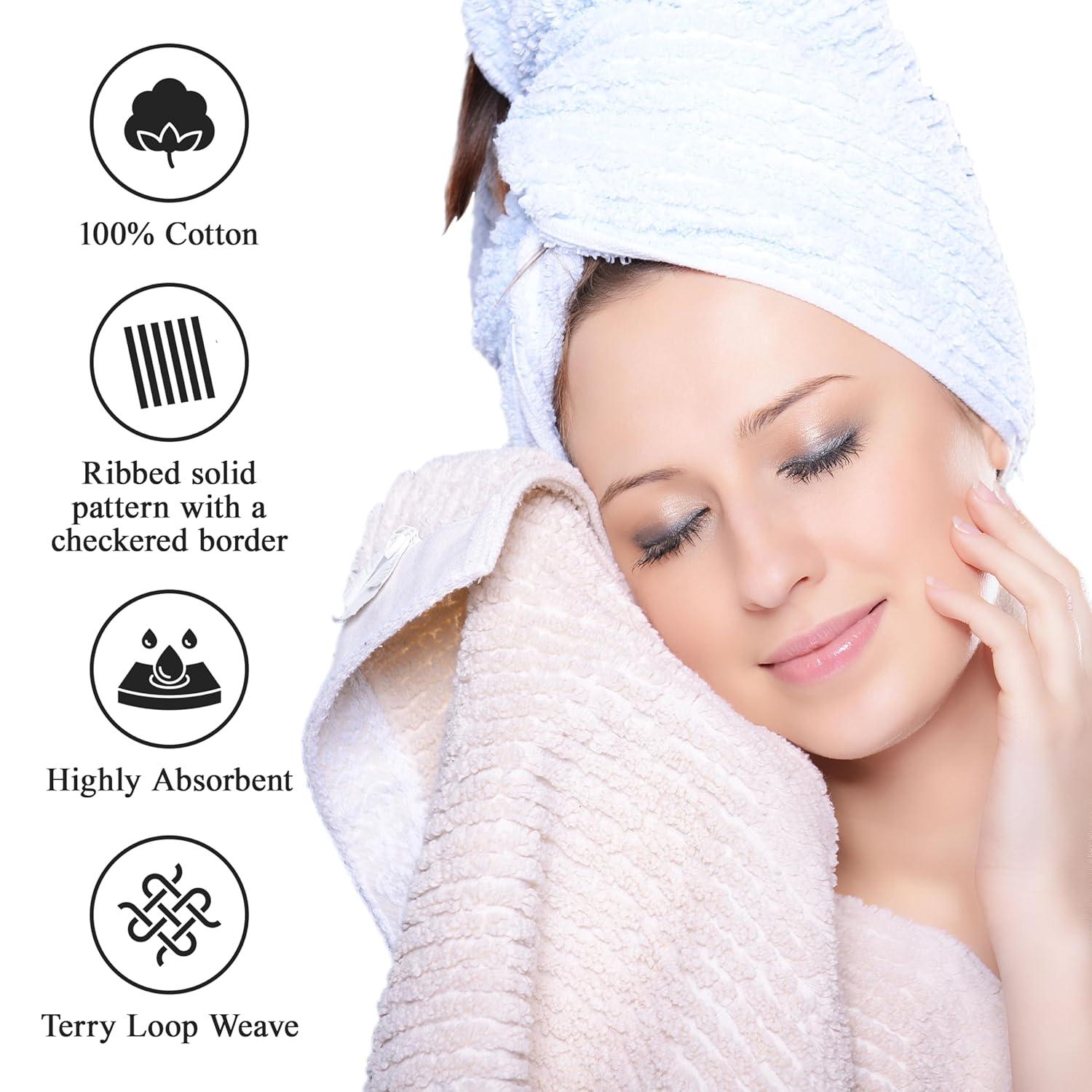 Superior Soho Ribbed Cotton Absorbent Bath Towel Set of 4, Turquoise