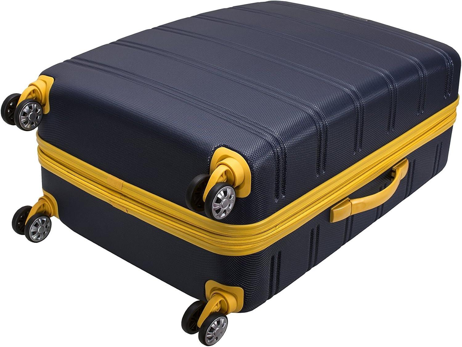 Rockland Melbourne Hardside Expandable Luggage with Spinner Wheels Navy Checked Large 28"