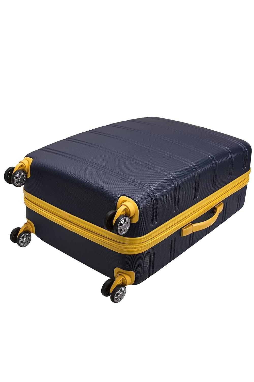 Rockland Melbourne Hardside Expandable Luggage with Spinner Wheels Navy Checked Large 28"