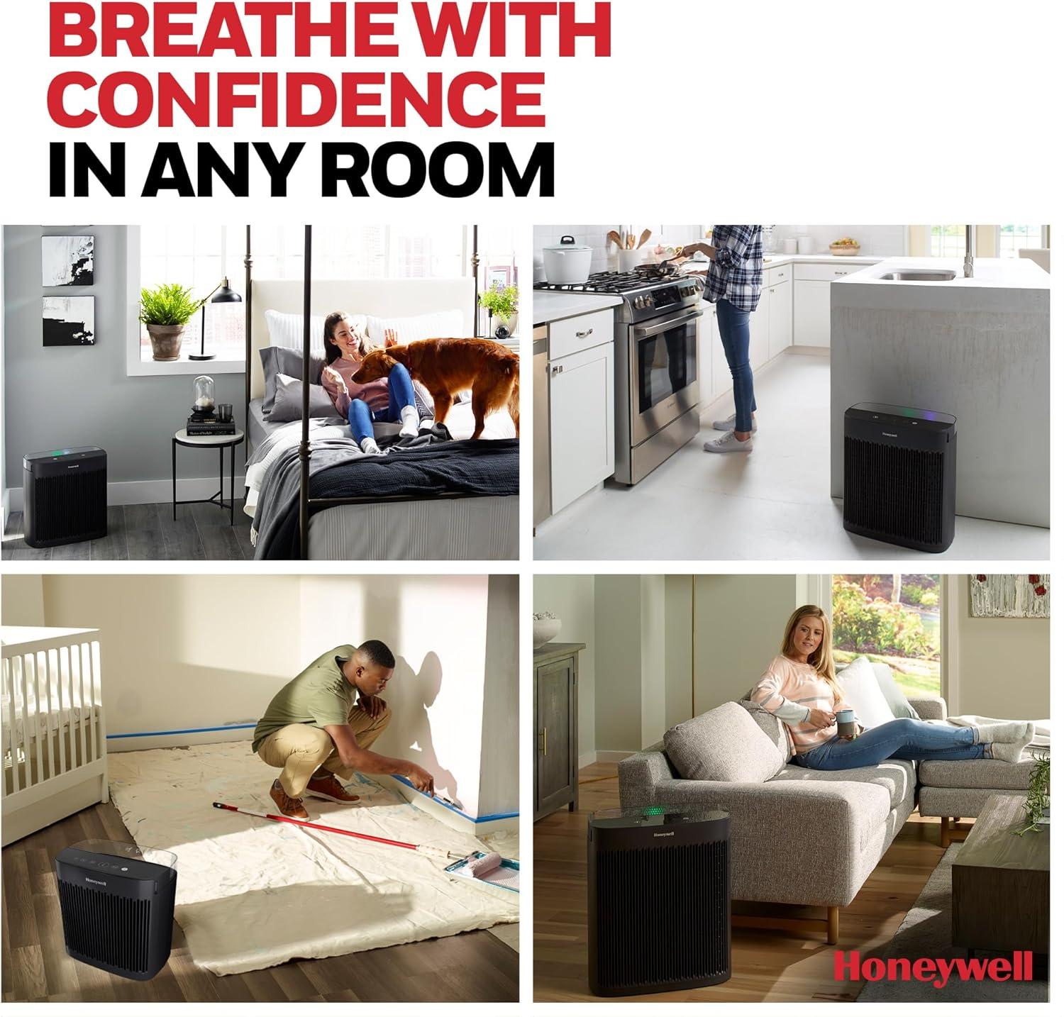 Honeywell Air Purifier, HPA5300B, 500 sq ft, HEPA Filter,  Allergen+ Plus, Smoke, Pollen, Dust Reducer