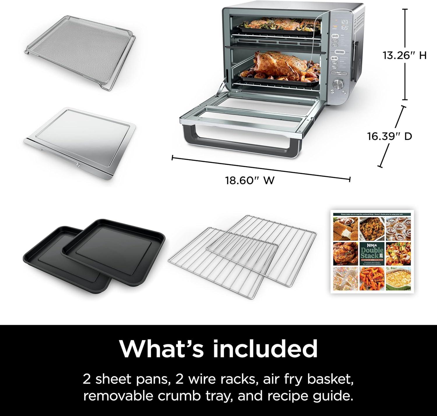 Stainless Steel Dual Basket Electric Countertop Oven and Air Fryer