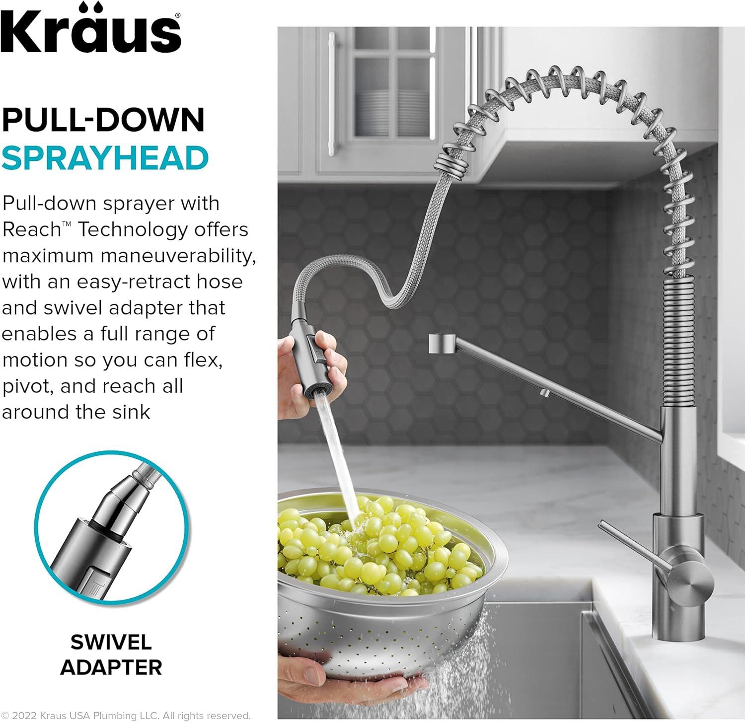 Oletto 2-in-1 Pull-Down Single Handle Kitchen Faucet