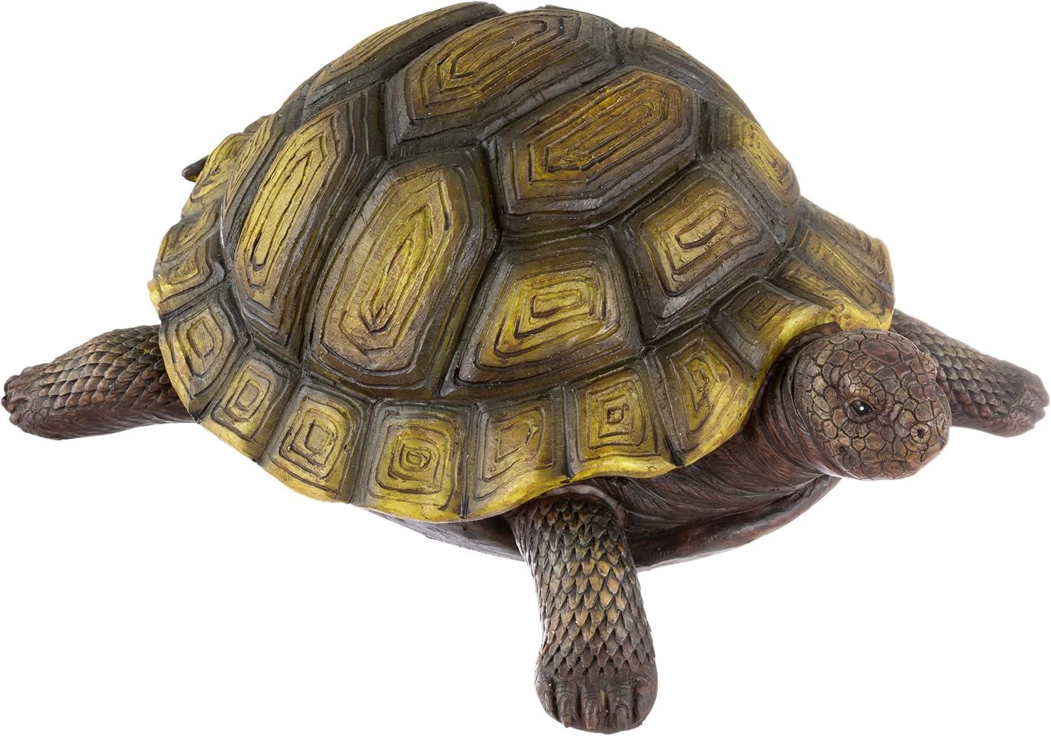 Large Green and Brown Resin Turtle Garden Statue