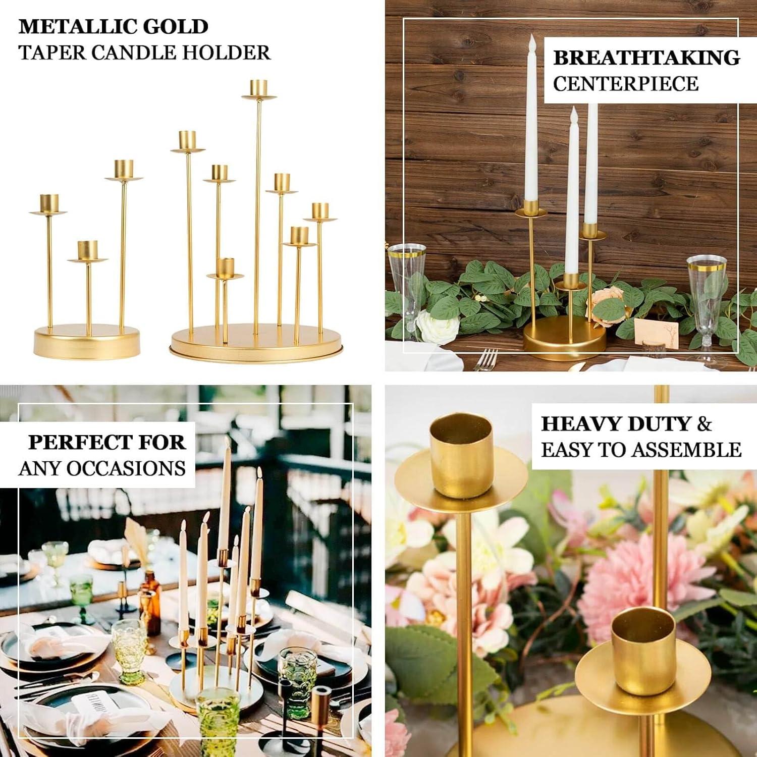 Efavormart 15" Tall Gold 7-Arm Metal Cluster Taper Candle Holder Centerpiece, Round Wedding Tabletop Candelabra