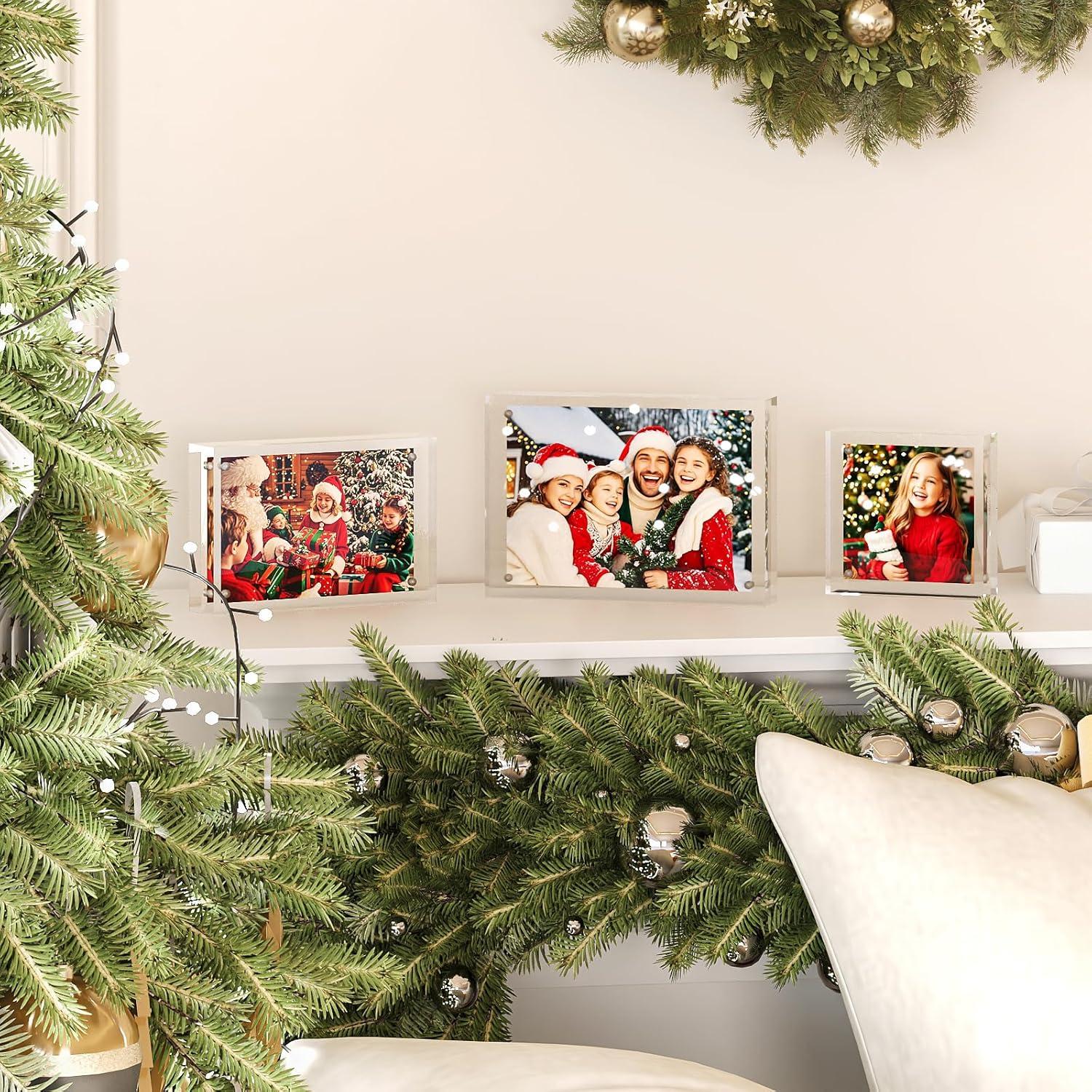 Brayden Studio® Egofine 5X7 Acrylic Frames 6 Pack, 20Mm Thicker Frameless Clear Picture Frames, Double Sided Magnetic Picture Frames, Free Standing Desktop Display