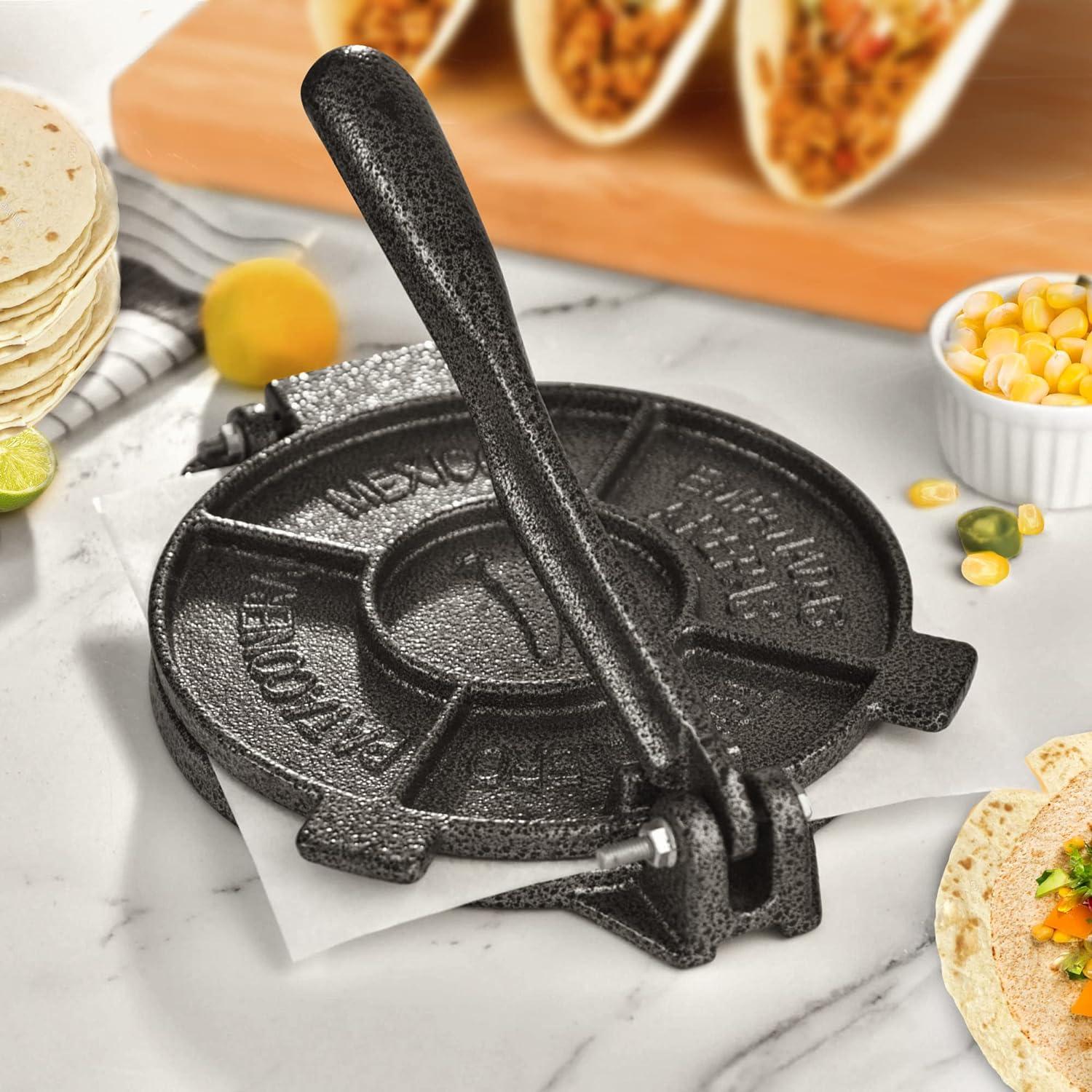 Heavy Duty Black Cast Iron 8-Inch Tortilla Press