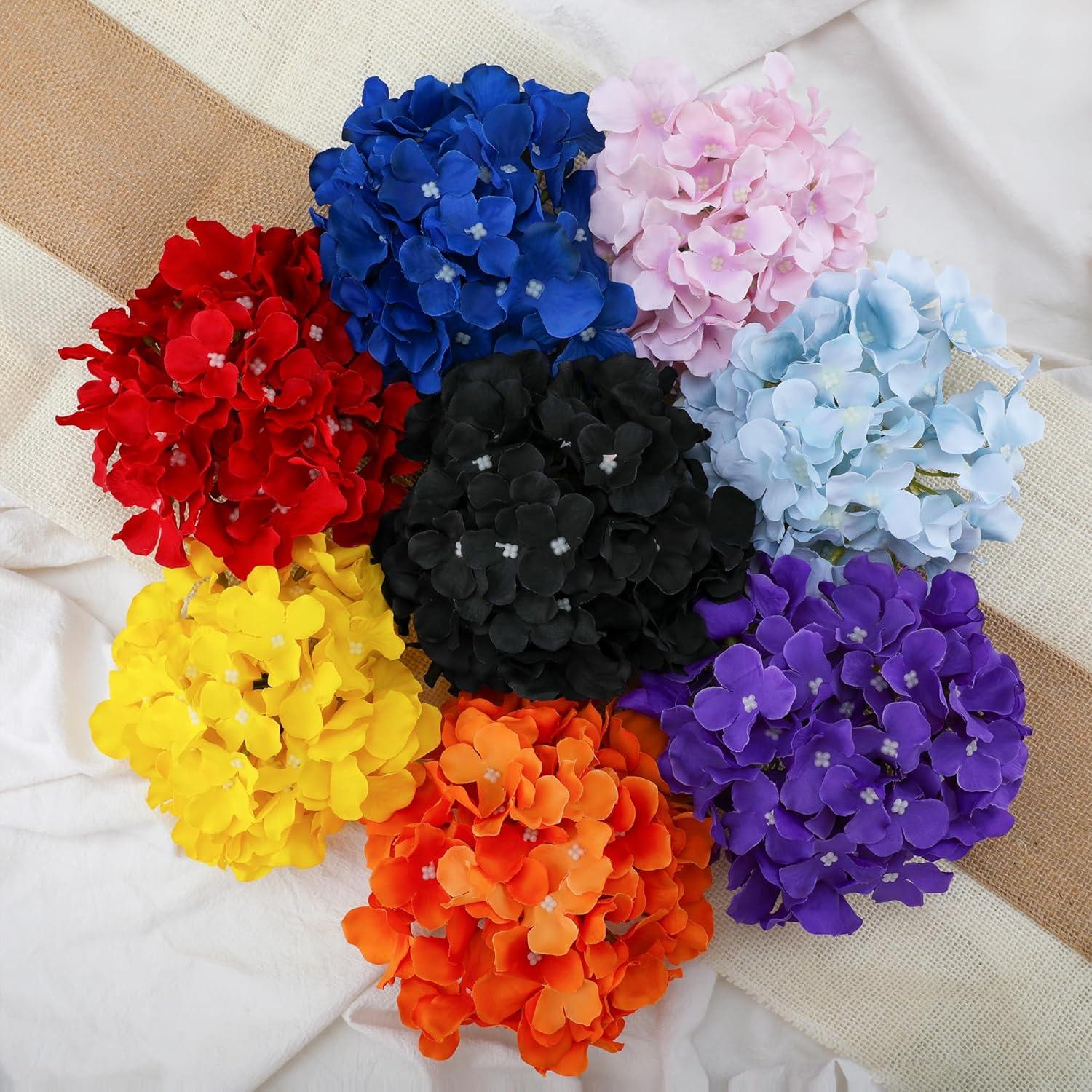 TITOUMI Hydrangea Silk Flowers Heads Blush Pack of 10 Full Hydrangea Flowers Artificial with Stems for Wedding Home Party Shop Baby Shower Décor