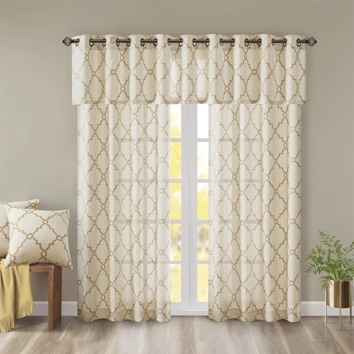 Fretwork Print Grommet Top Window Curtain Panel