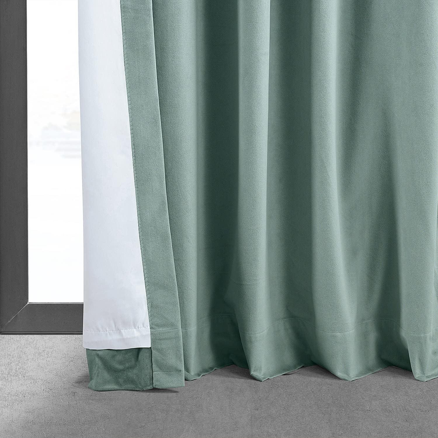 Half Price Drapes Signature Skylark Blue Velvet Blackout Curtains For Bedroom(1 Panel), 50WX 120L