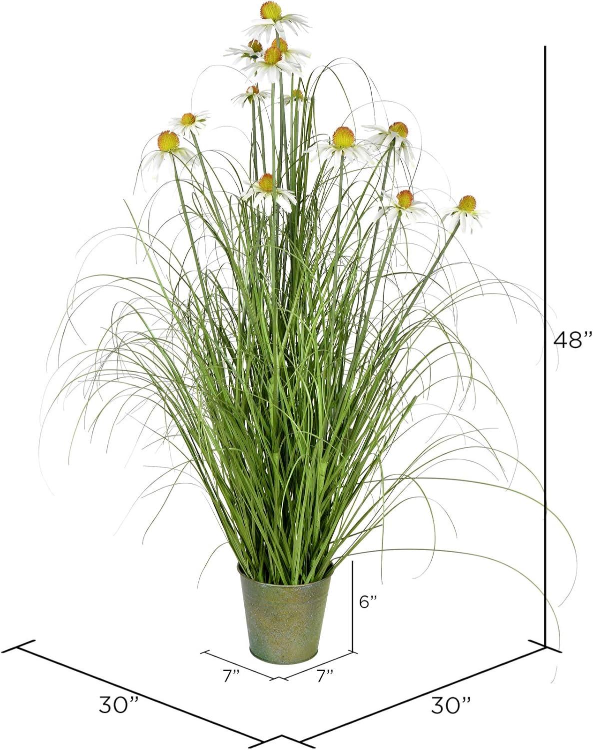 Freeport Park® Huson 48" Artificial Potted Green Grass and Daisies.