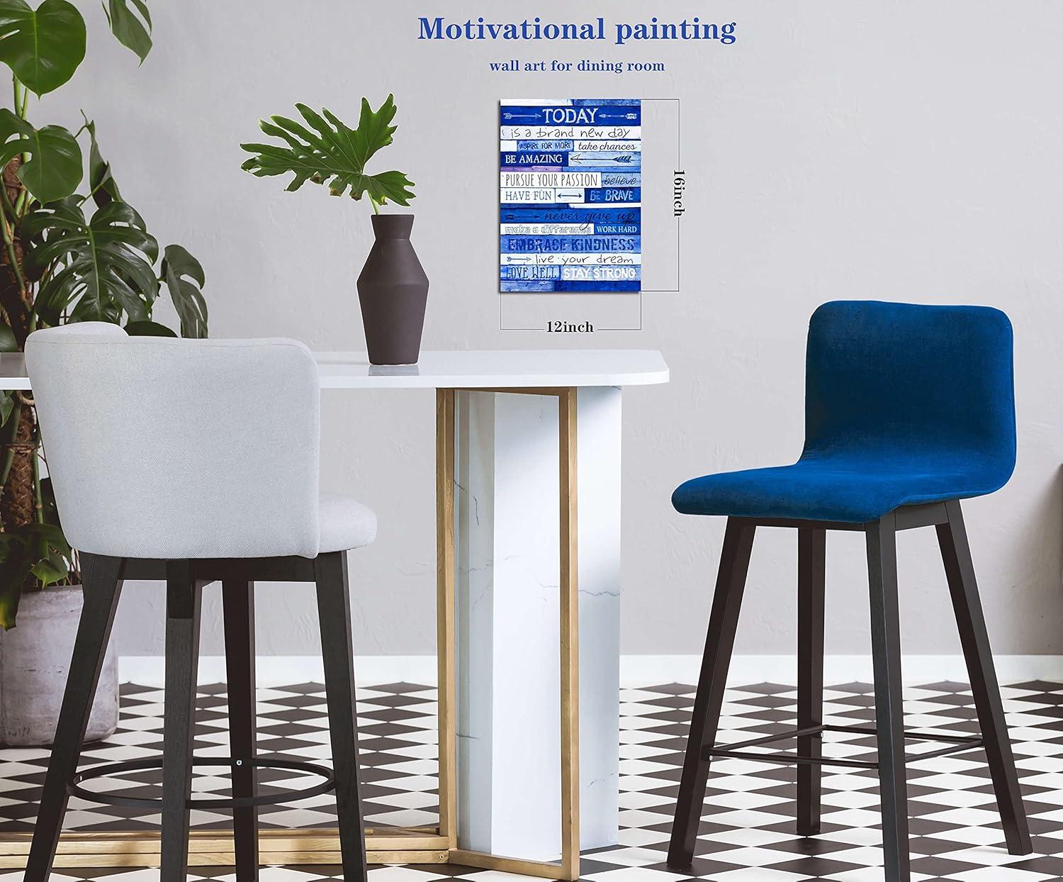 Inspirational Wall Art for Office Motivational Poster Quotes Blue Wall Decor Canvas Prints Framed Positive Affirmations Wall Decor for Room Modern Words \u200bArtwork 12x16