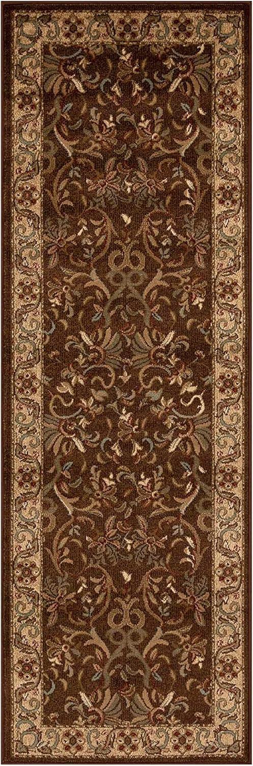 Superior Heritage Oriental Floral Indoor Runner Rug, 2'7"x8', Mocha