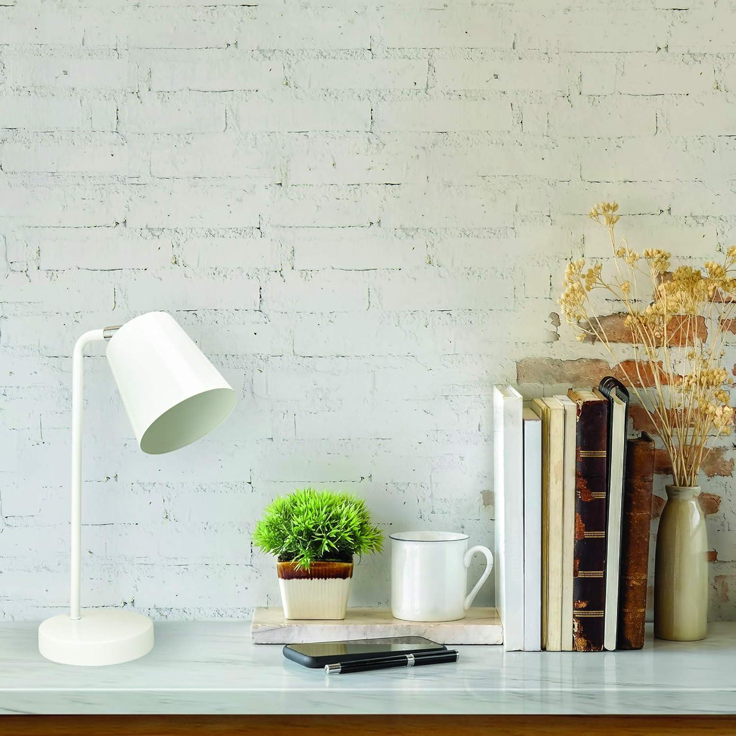 White Adjustable Metal LED Desk Lamp with Touch Switch