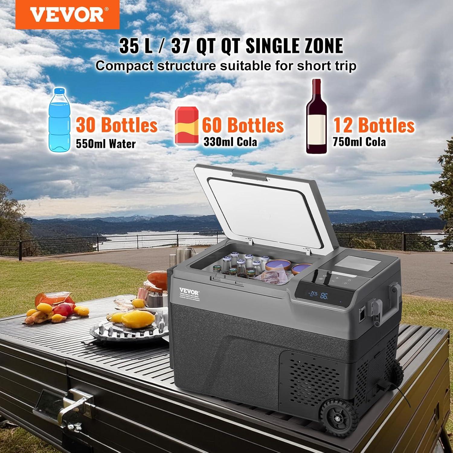 VEVOR 37QT Gray and Black Electric Cooler with Wheels