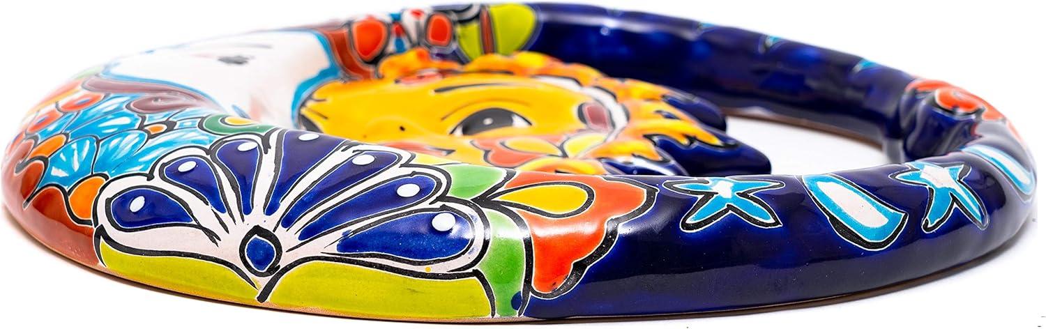 Odran Handmade Mexican Talavera Large Ceramic Eclipse Wall Art Sun Moon Decor