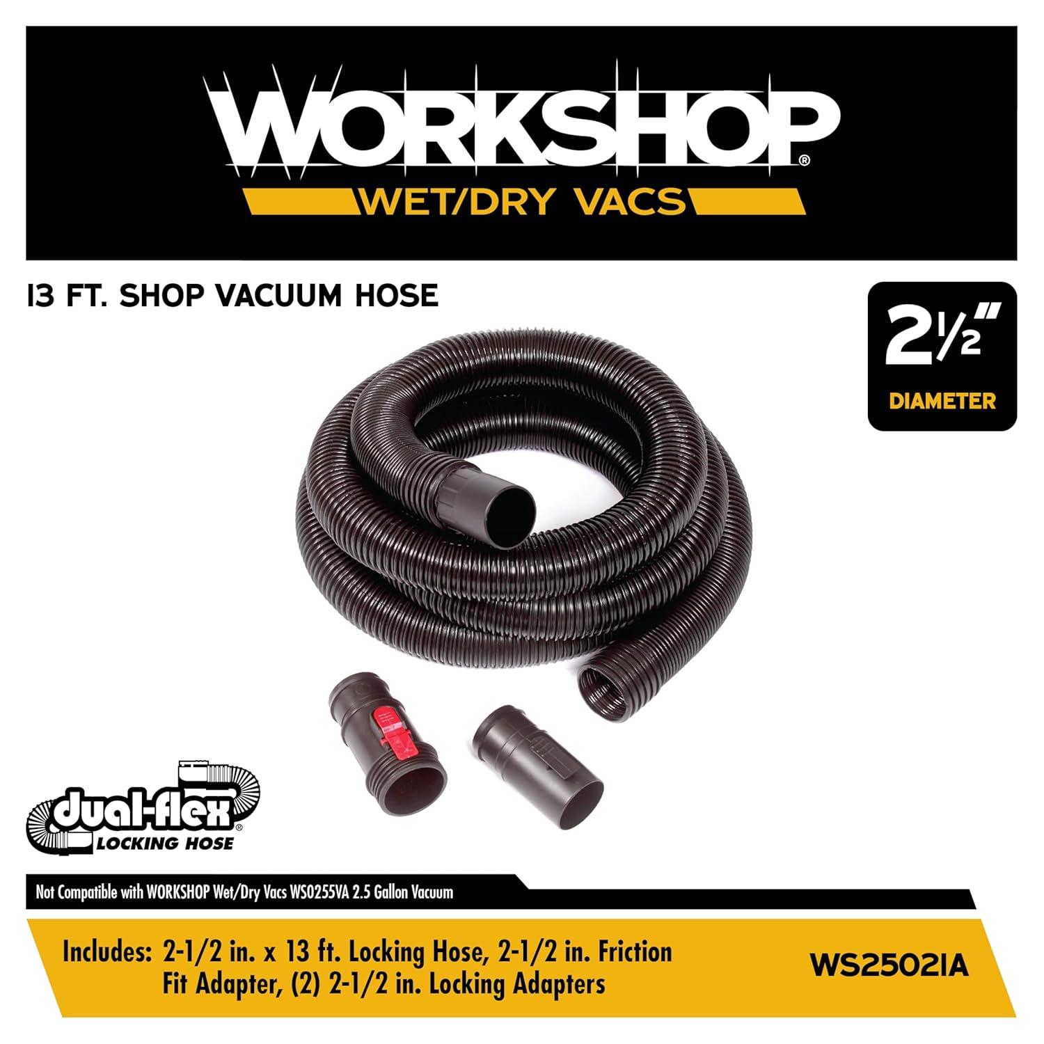 Extra Long Black Plastic Wet/Dry Vacuum Hose with Locking Tab