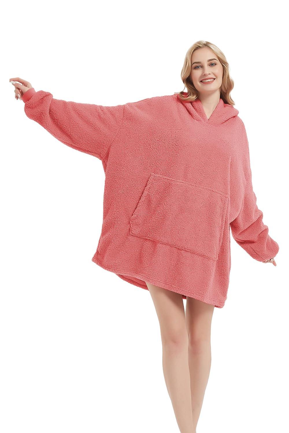 Bedsure Bedsure Wearable Blanket Hoodie Gifts For Women - Cozy Sherpa Hoodie Blanket For Adult Men, Warm Hooded Blanket Sweatshirt