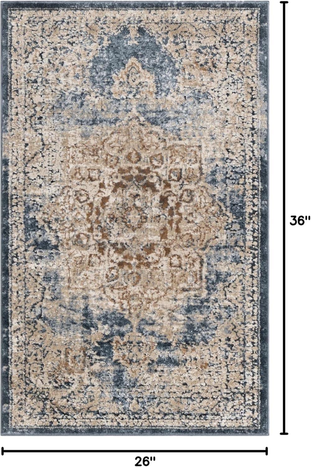 Eliza Blue and Khaki Stain-Resistant Synthetic 8' x 10' Rug