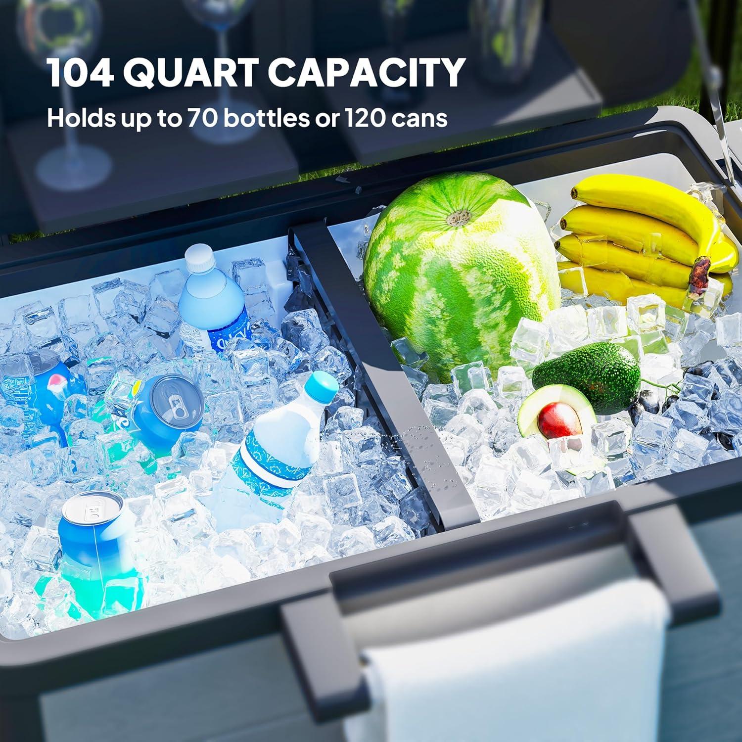 Outsunny 104 Quart Patio Cooler Cart, Outdoor Beverage Rolling Ice Chest with Bottle Opener and Shelves for Pool Deck BBQ Cookouts Party, Gray