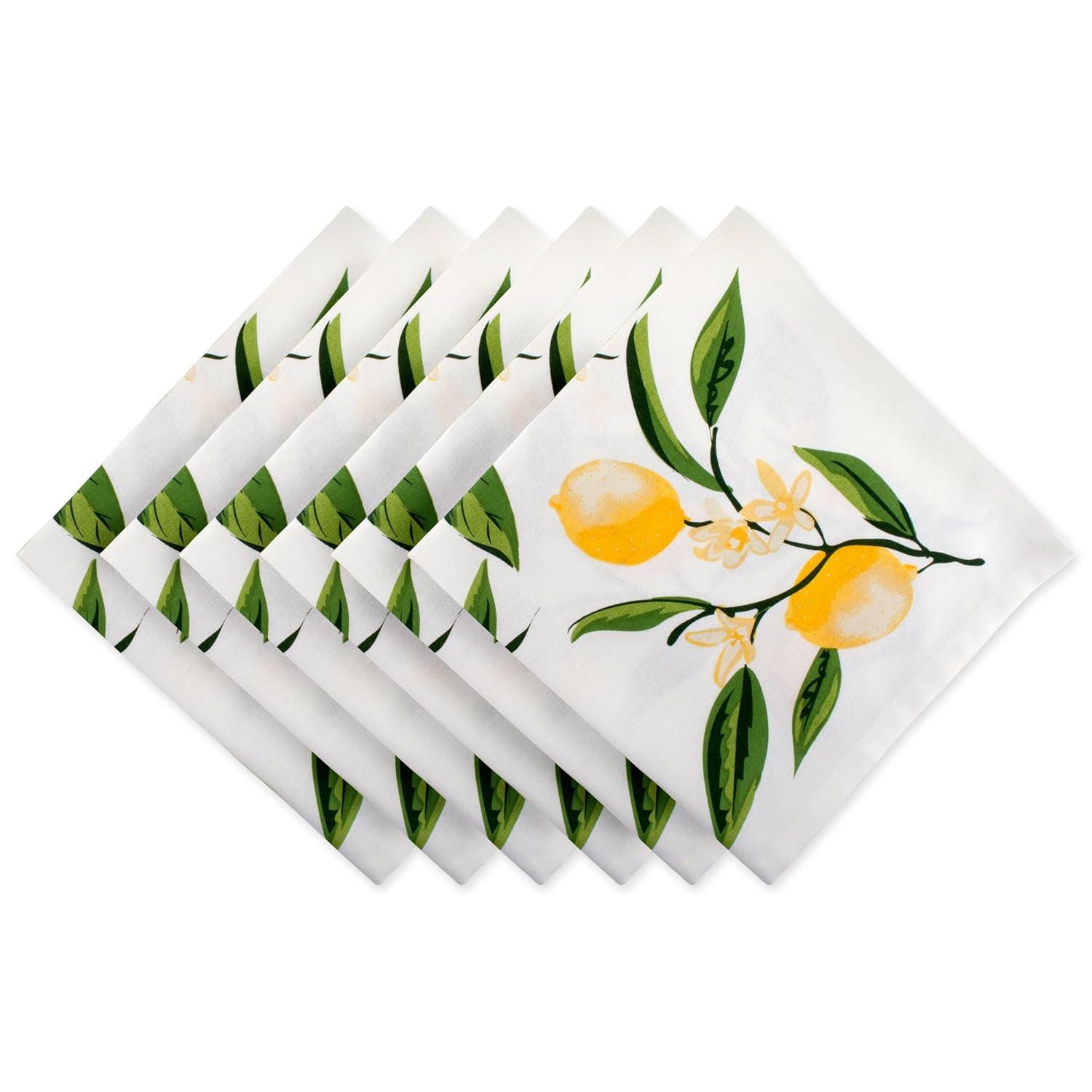 DII Lemon Bliss Printed Napkin Set 6 Piece, Yellow/Green, 20x20"
