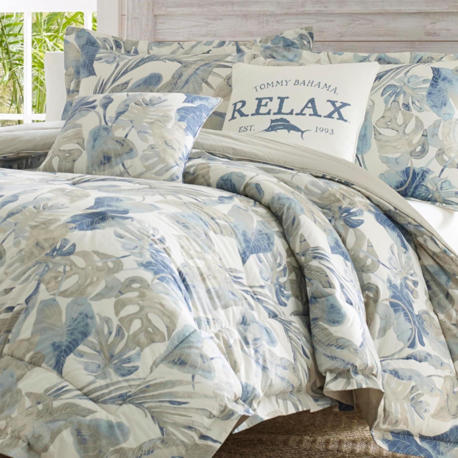 Tommy Bahama Home Tommy Bahama Raw Coast Blue Cotton 5 Piece Comforter Bonus Set