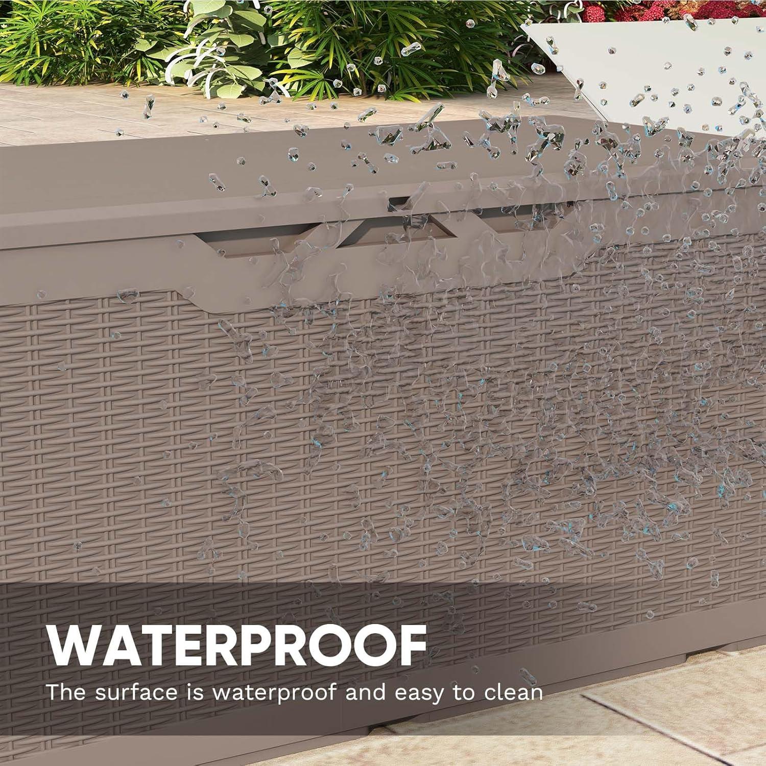 Patiowell 100 Gallons Water Resistant Resin Lockable Deck Box