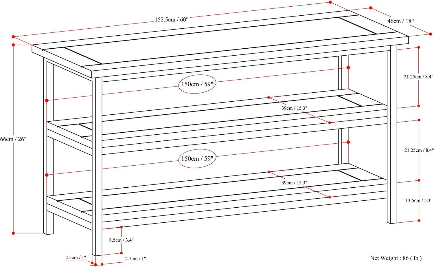 Martines 60'' Media Console