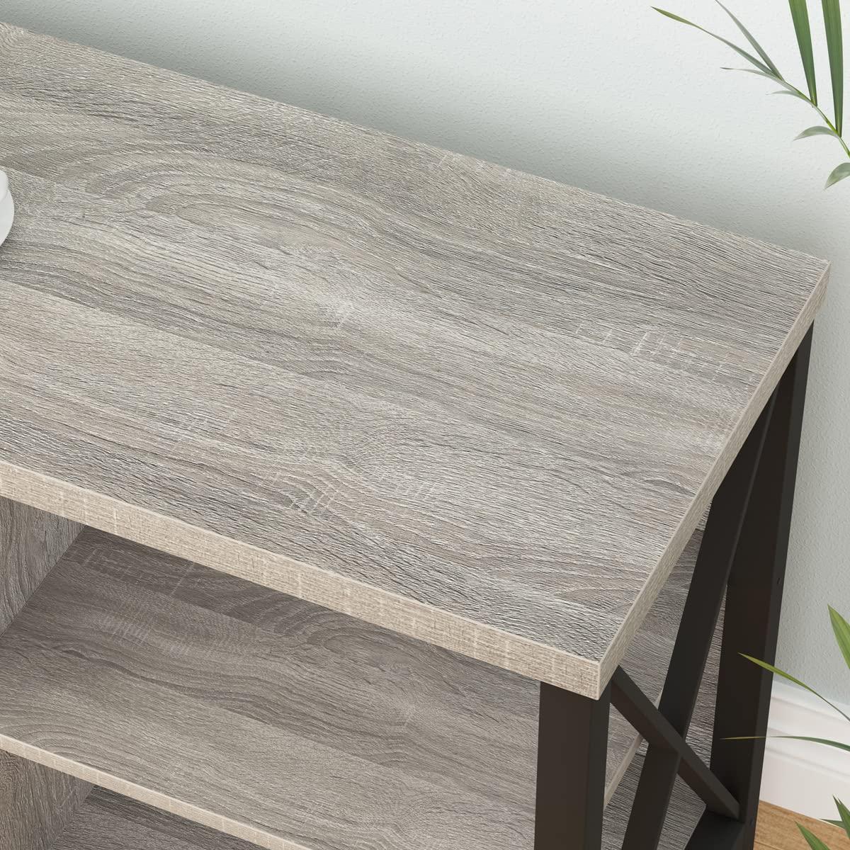 LVB Rustic Entertainment Center for 65 Inch TV, Industrial Wood TV Stand with Media Cabinet Storage, Farmhouse Metal Television Stands Console Table for Home Living Bedroom, Light Grey Oak, 55 Inch