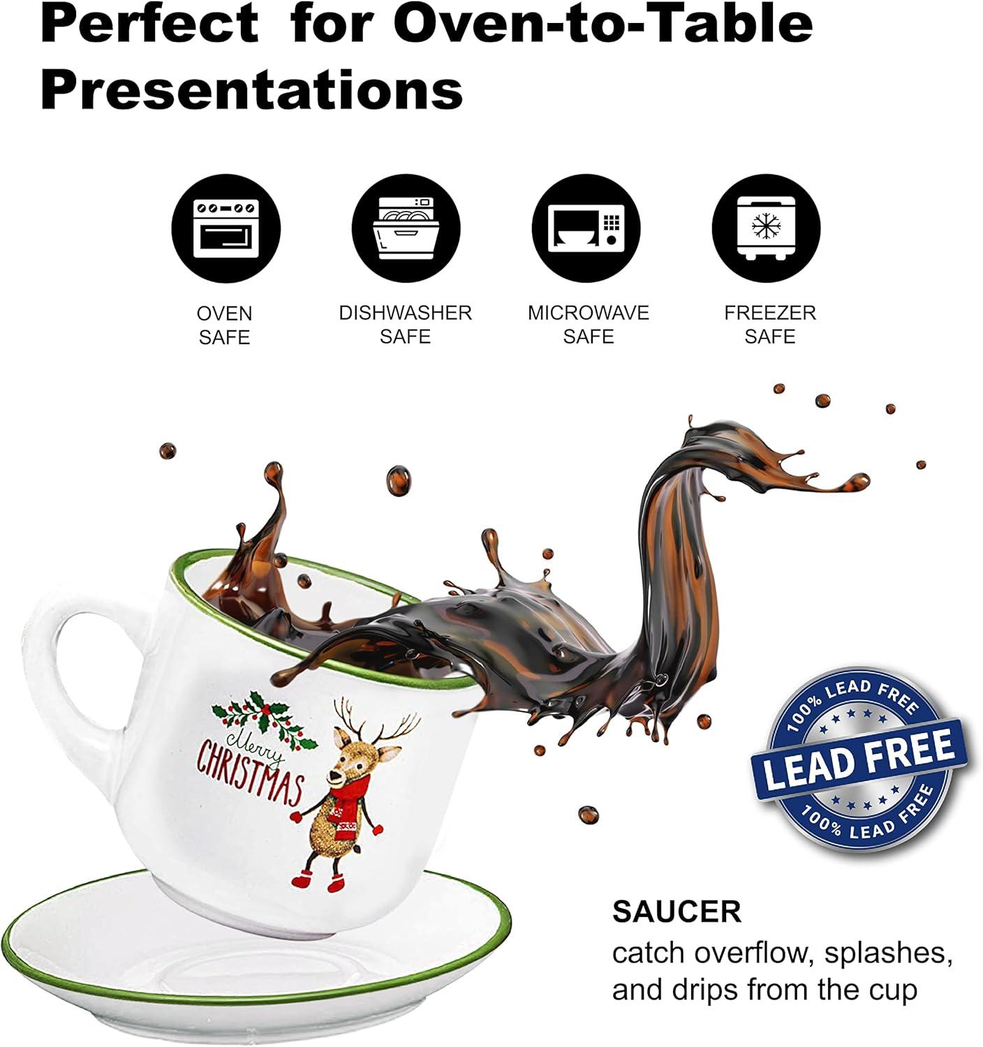 Bruntmor | Espresso Cups With Saucers By Bruntmor - 6 Ounce - Set Of 6 Matte