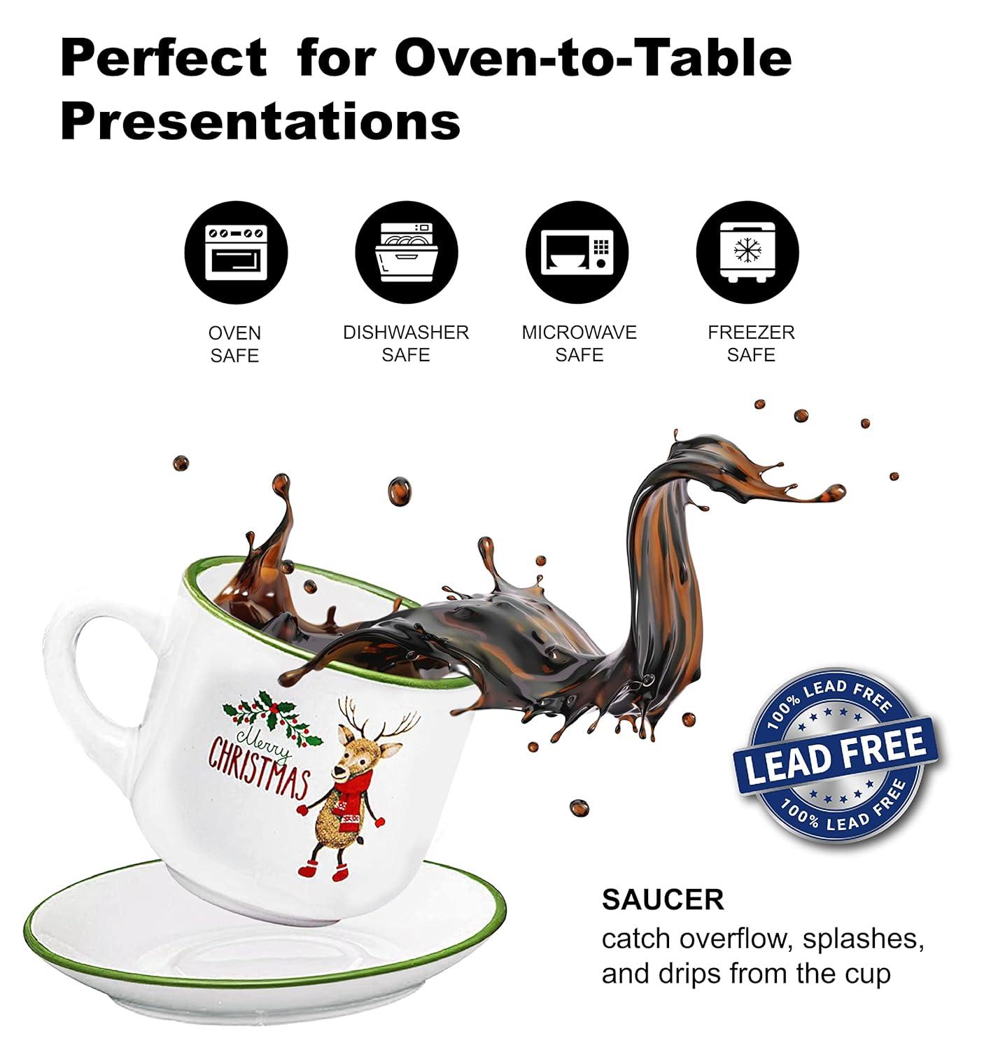 Bruntmor | Espresso Cups With Saucers By Bruntmor - 6 Ounce - Set Of 6 Matte