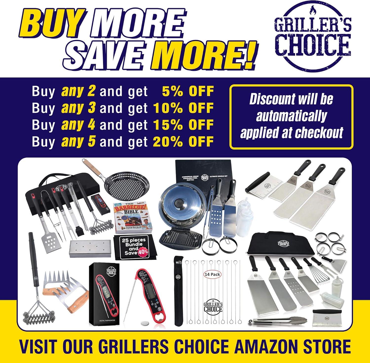 Grillers Choice Stainless Steel Dishwasher Safe Grill Griddle