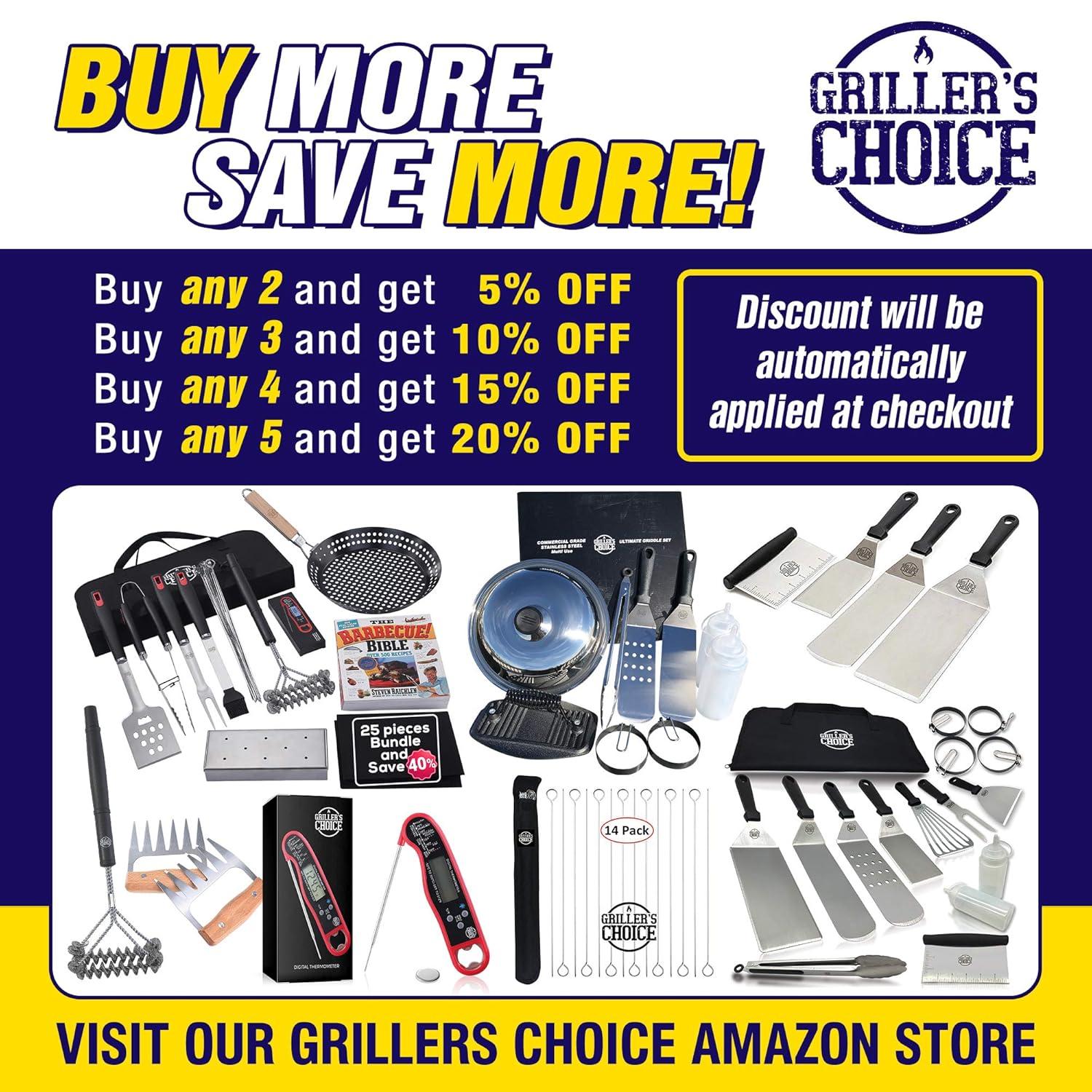 Grillers Choice Stainless Steel Dishwasher Safe Griddle Set