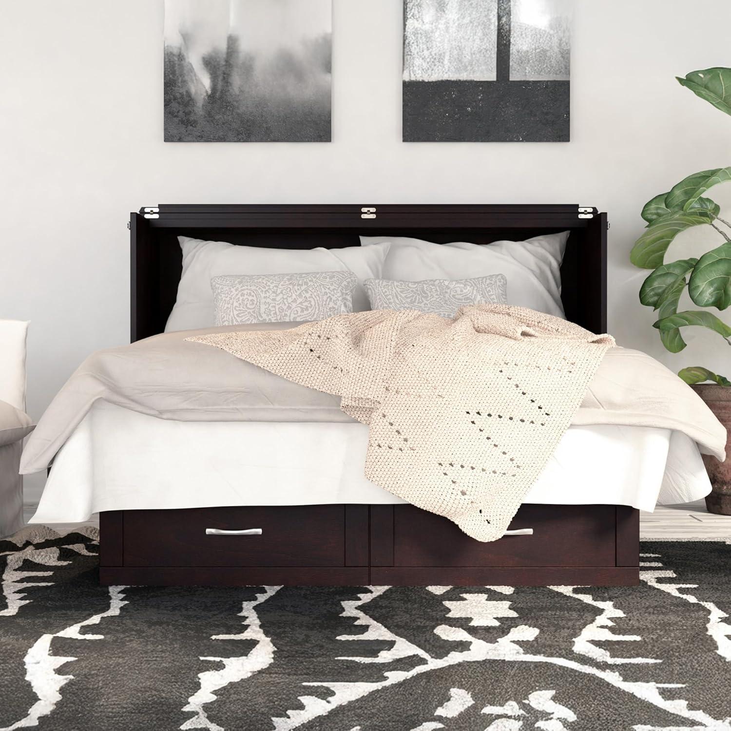 Queen Monroe Murphy Bed Chest with Memory Foam Mattress - AFI