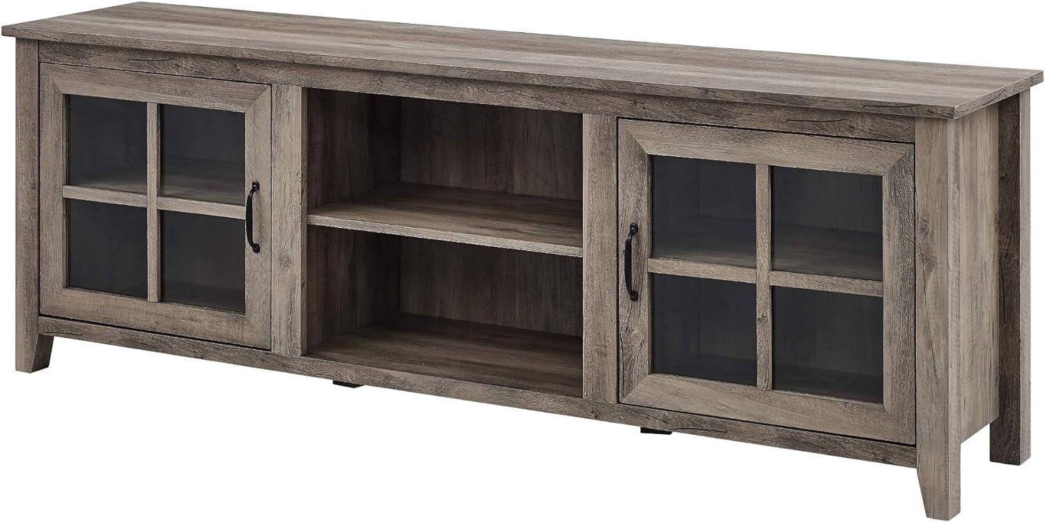 Modern Farmhouse 2-Door Glass Windowpane 70" TV Stand