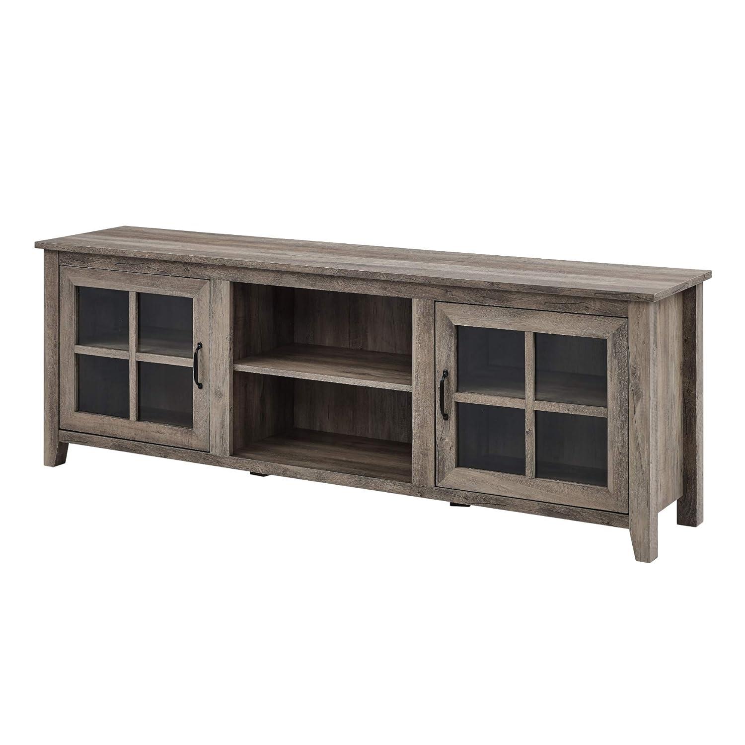Modern Farmhouse 2-Door Glass Windowpane 70" TV Stand