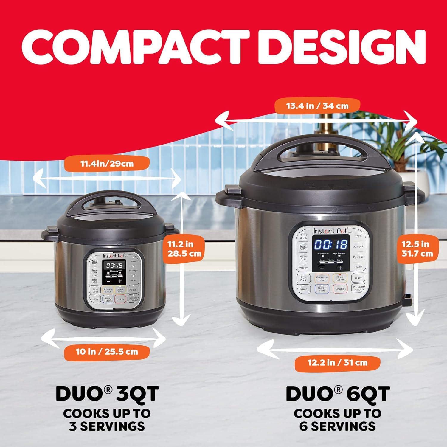 Instant Pot Duo Mini 3-Quart, Electric Pressure Cooker, 7-in-1 Yogurt Maker, Food Steamer, Slow Cooker, Rice Cooker & More