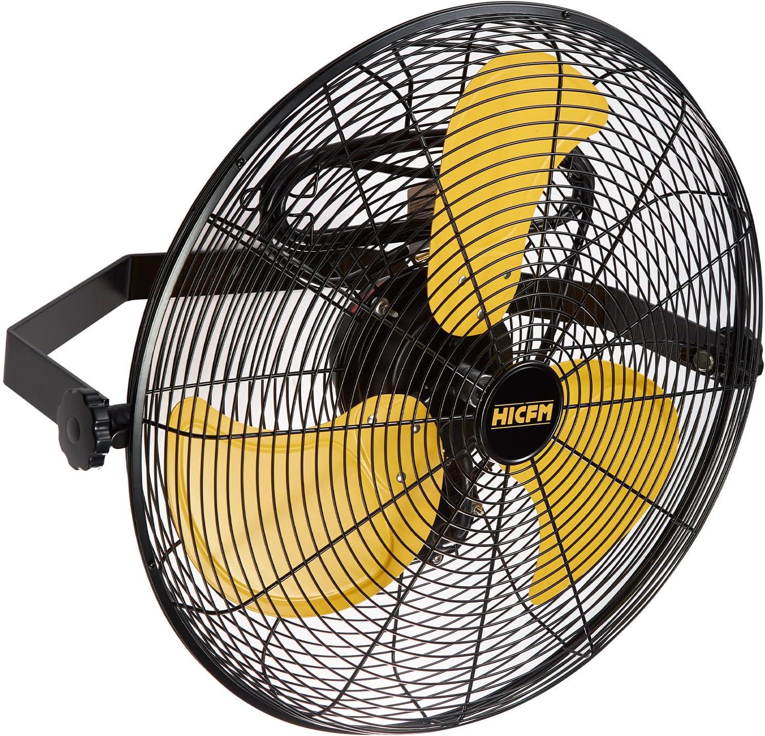 High Velocity Yellow and Black 20-inch Outdoor Wall Mounted Fan