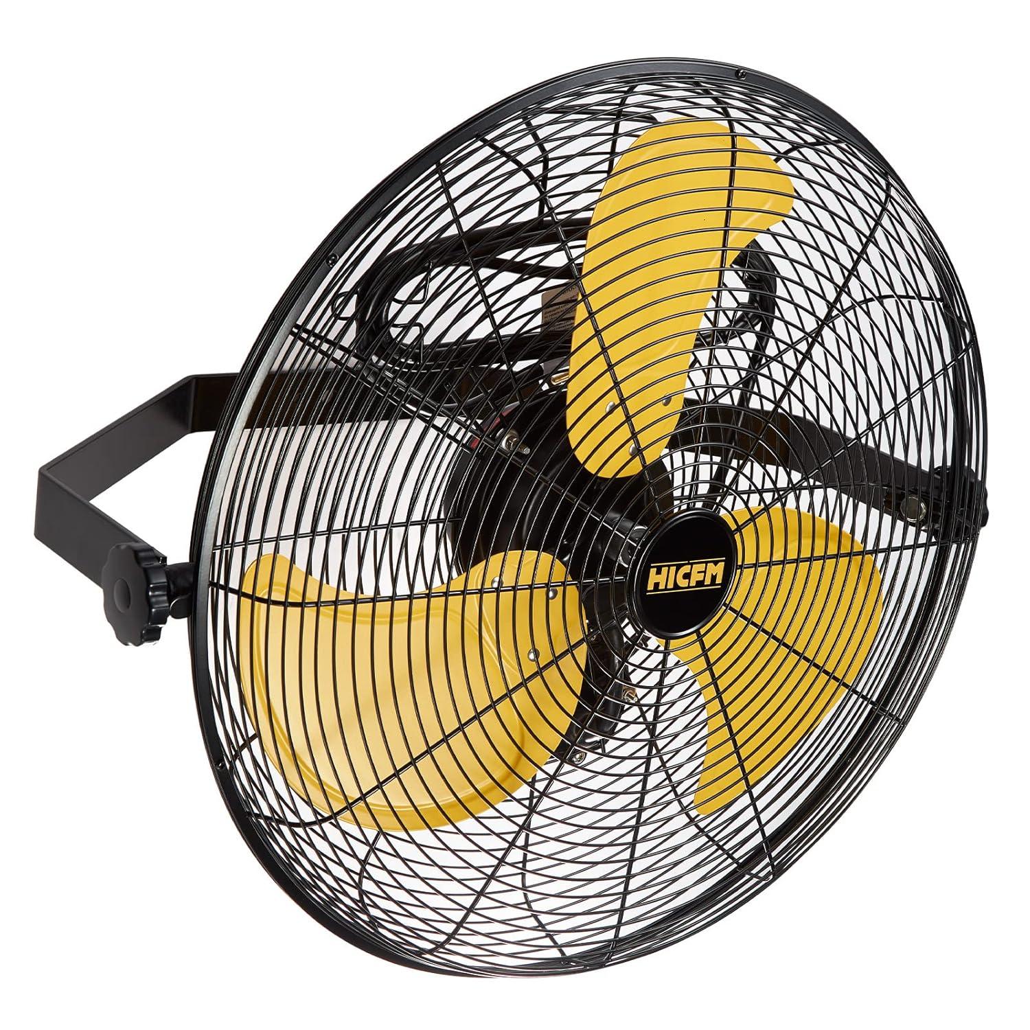 High Velocity Yellow and Black 20-inch Outdoor Wall Mounted Fan
