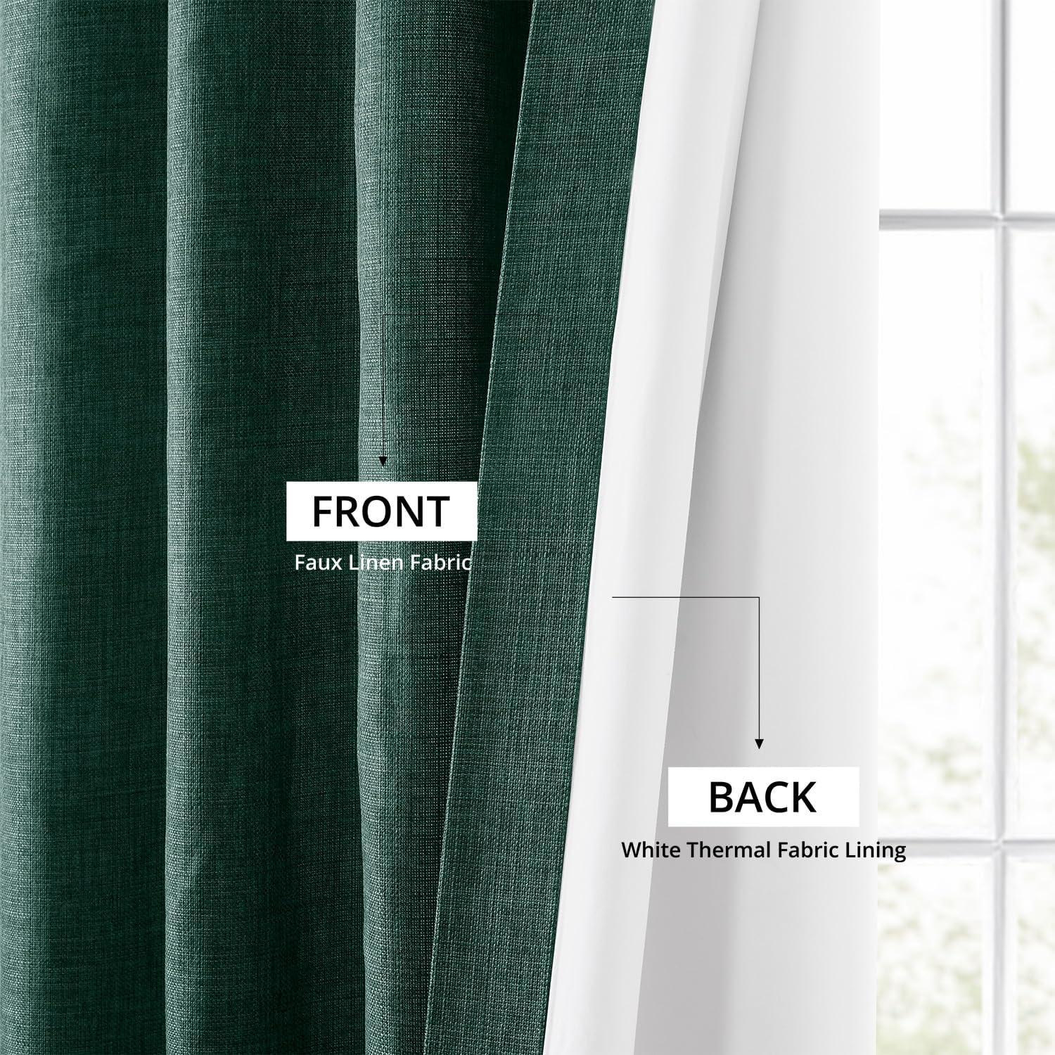 HPD Half Price Drapes Empire Green Italian Faux Linen Room Darkening Curtains with Rod Pocket - 1 Panel - Window Curtains for Living Room & Curtains for Bedroom, 50W X 108L