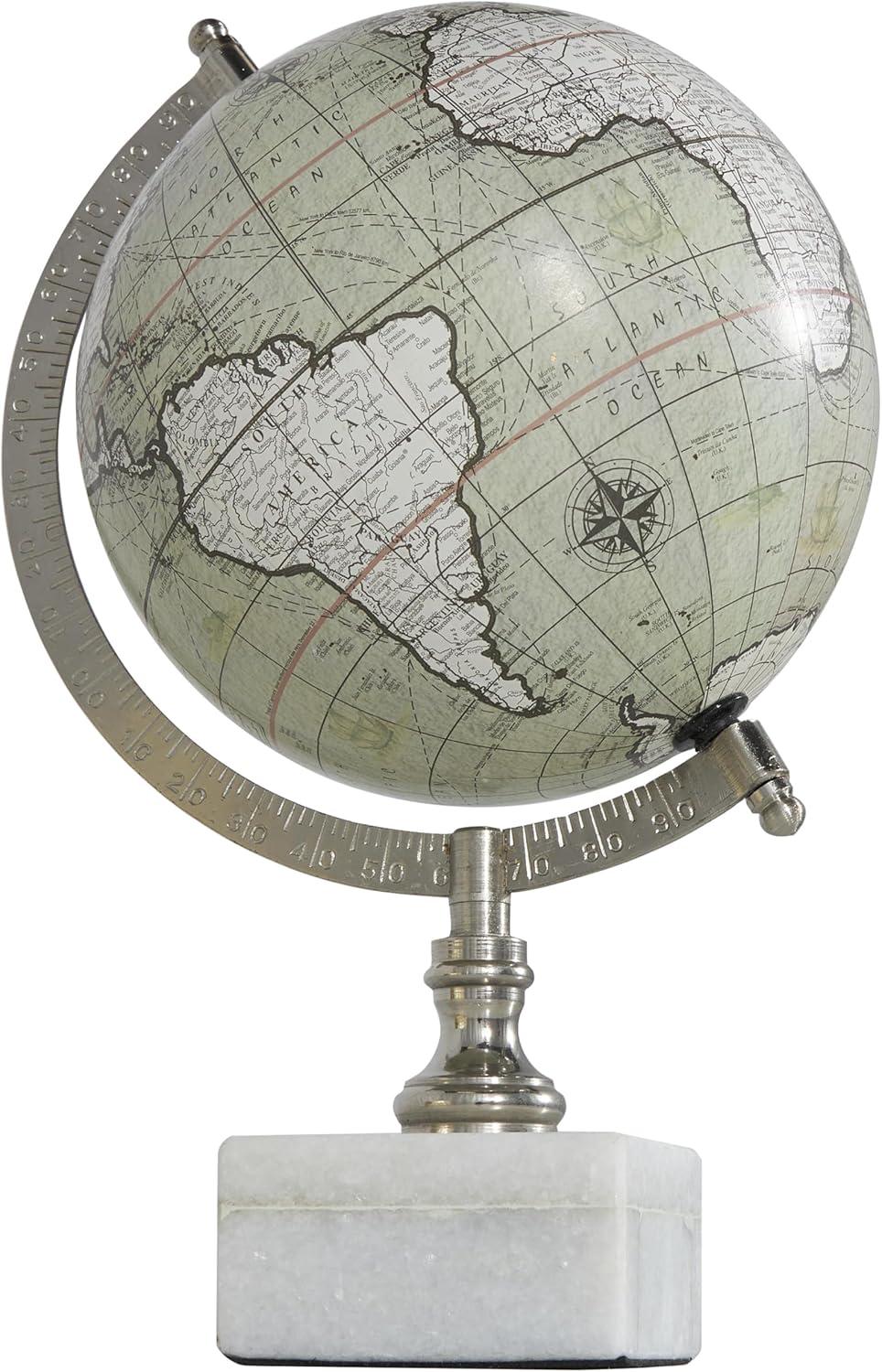 DecMode 7" White Globe with Marble Base