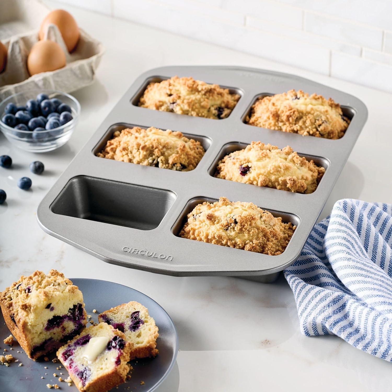 Circulon Circulon Nonstick Bakeware Mini Loaf Pan, 6-Cup, Gray
