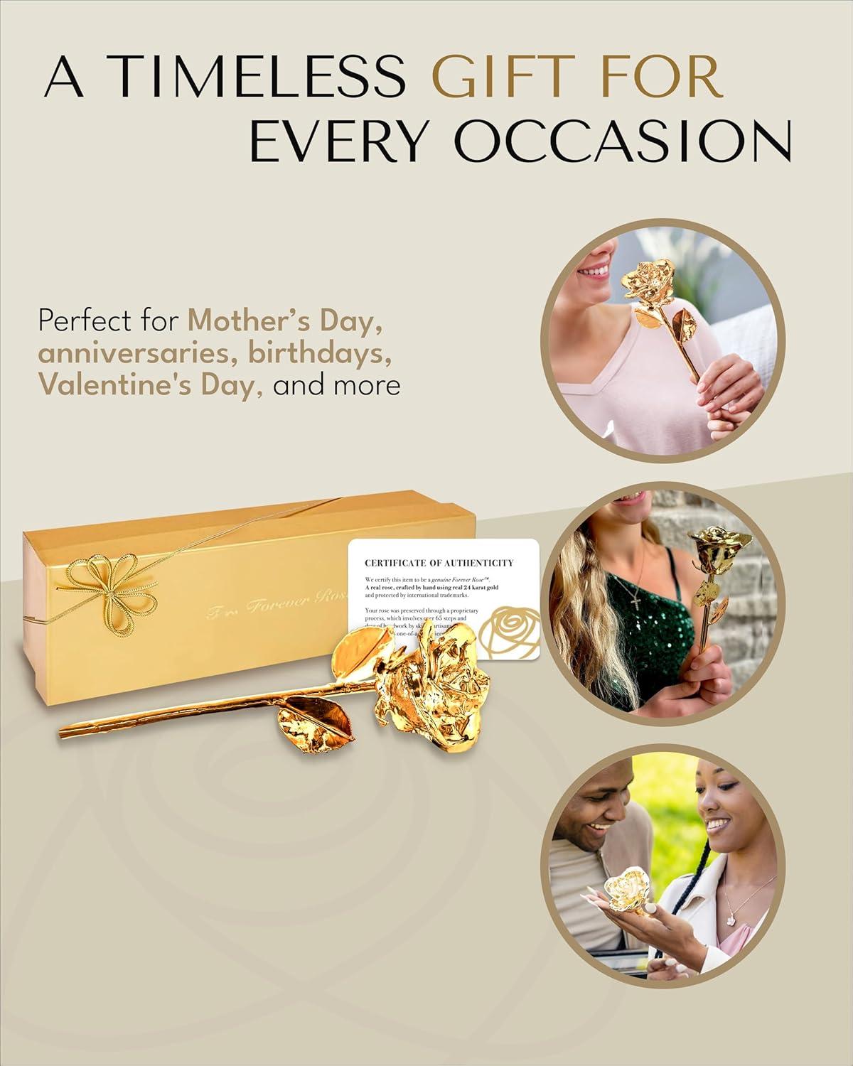 24K Gold Dipped Rose, Unique & Everlasting Real Hand Dipped in 24K Gold Rose, 11” to 12”