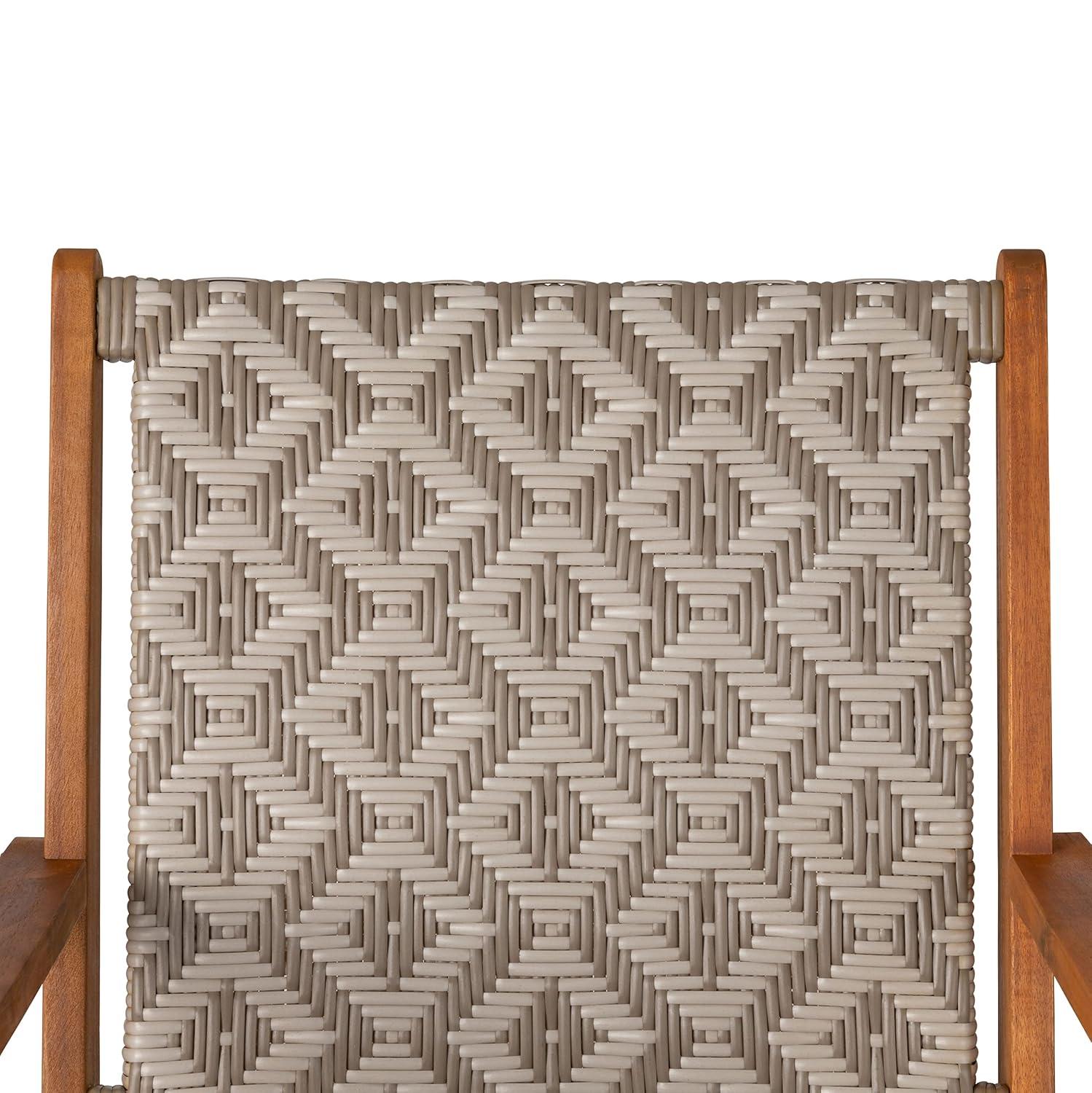 Balkene Home Patio Sense Vega Natural Stain Chair ,Acacia Wood Construction ,Woven Web Seat- Navy Blue Cording
