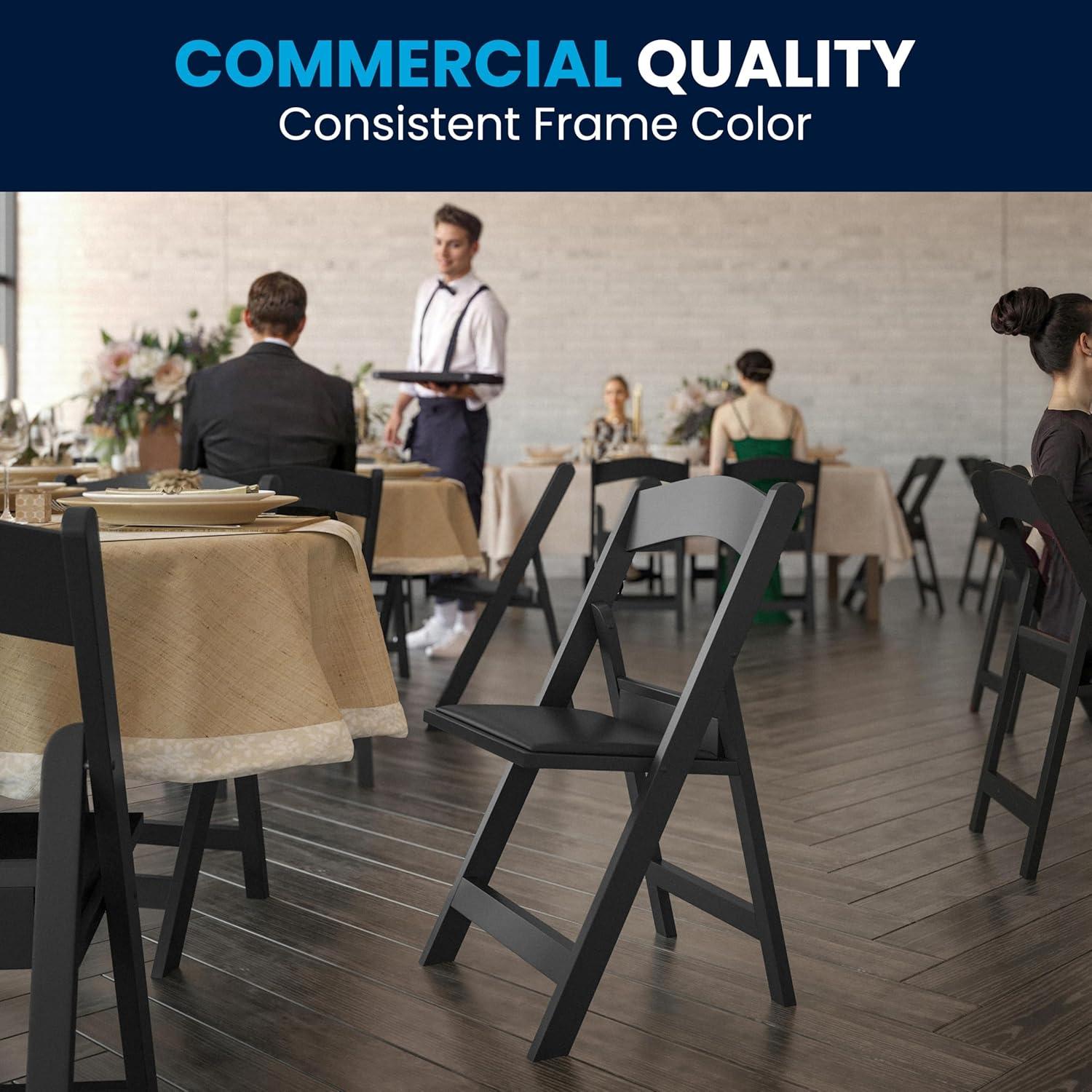 Flash Furniture Hercules Series Folding Chairs for Weddings and Formal Events, Set of 4, Black